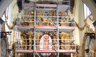 Comienzan las obras de la restauracin del Retablo Mayor del Santuario de Santa Eulalia